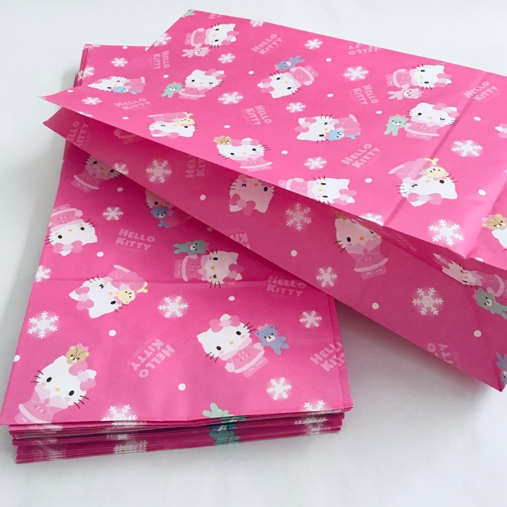 Vintage 10 Pieces Sanrio Bags Hello Pink Lunch Bag Style Flat Bottom 15x8x4